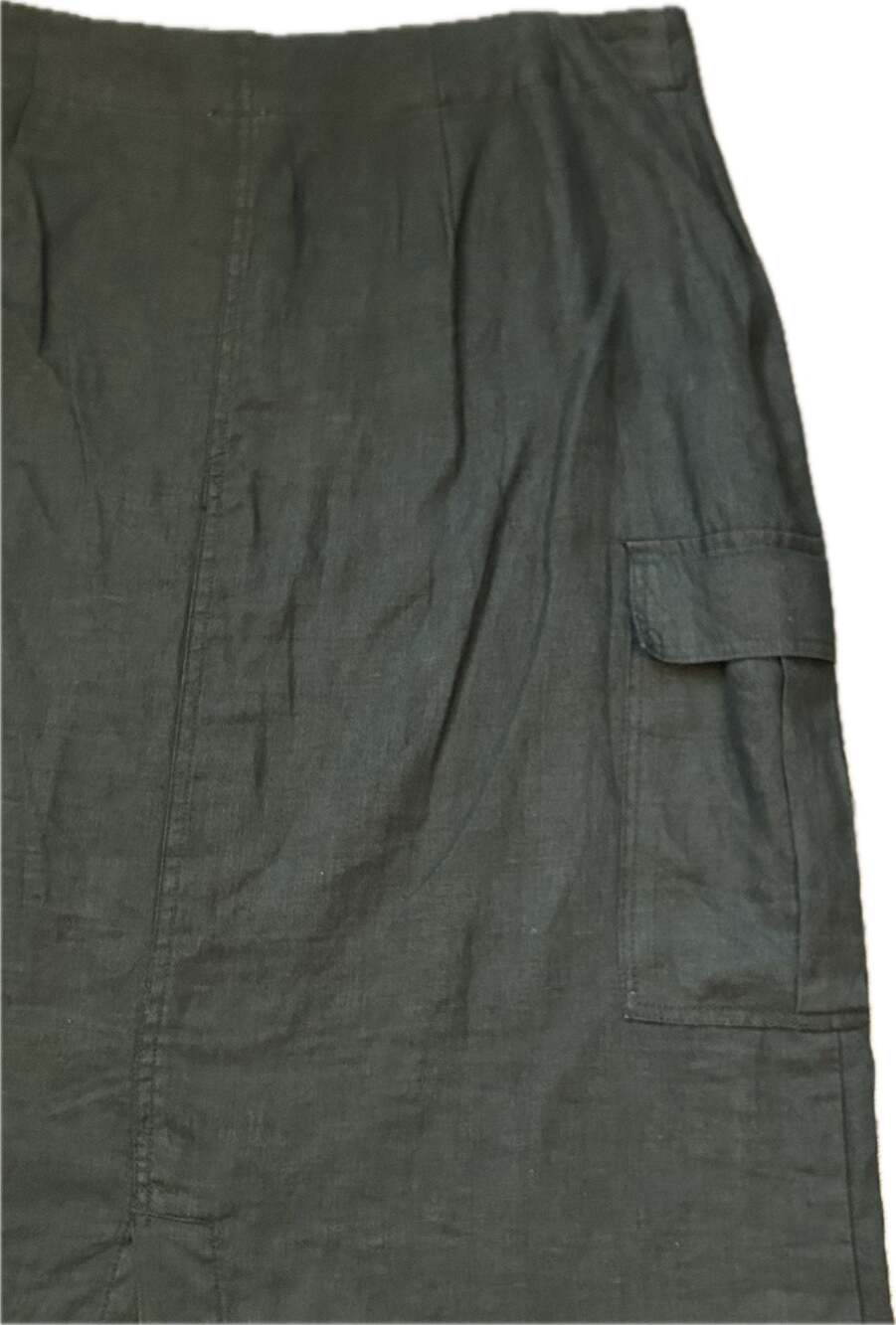 Cotton:On Black 100% Linen Low RiseCargo Maxi Skirt Casual Y2K Utility EUC - Picture 9 of 11